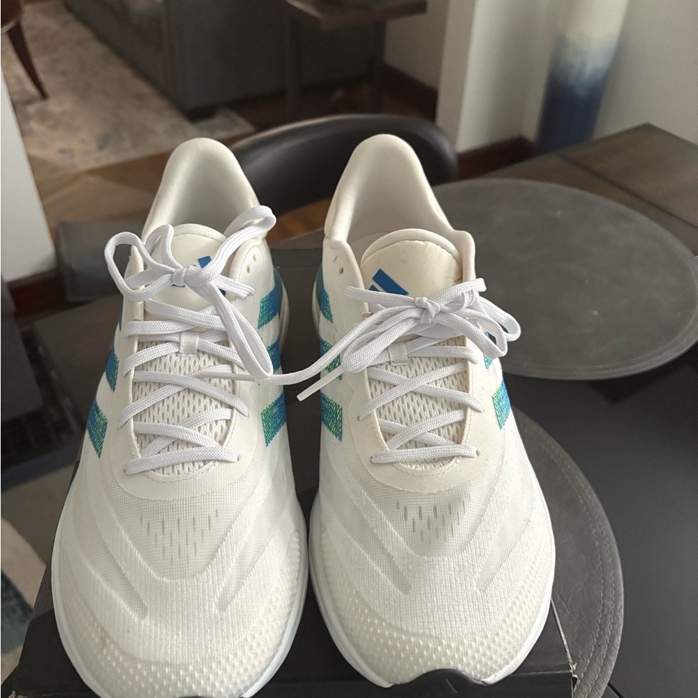 adidas White and Blue Men's Sneakers
